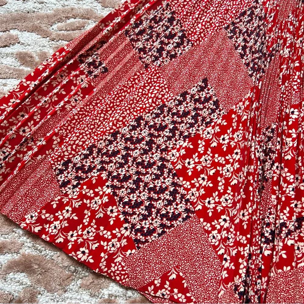 Mikael Aghal Red Floral Patchwork Midi Dress - Picture 4 of 6